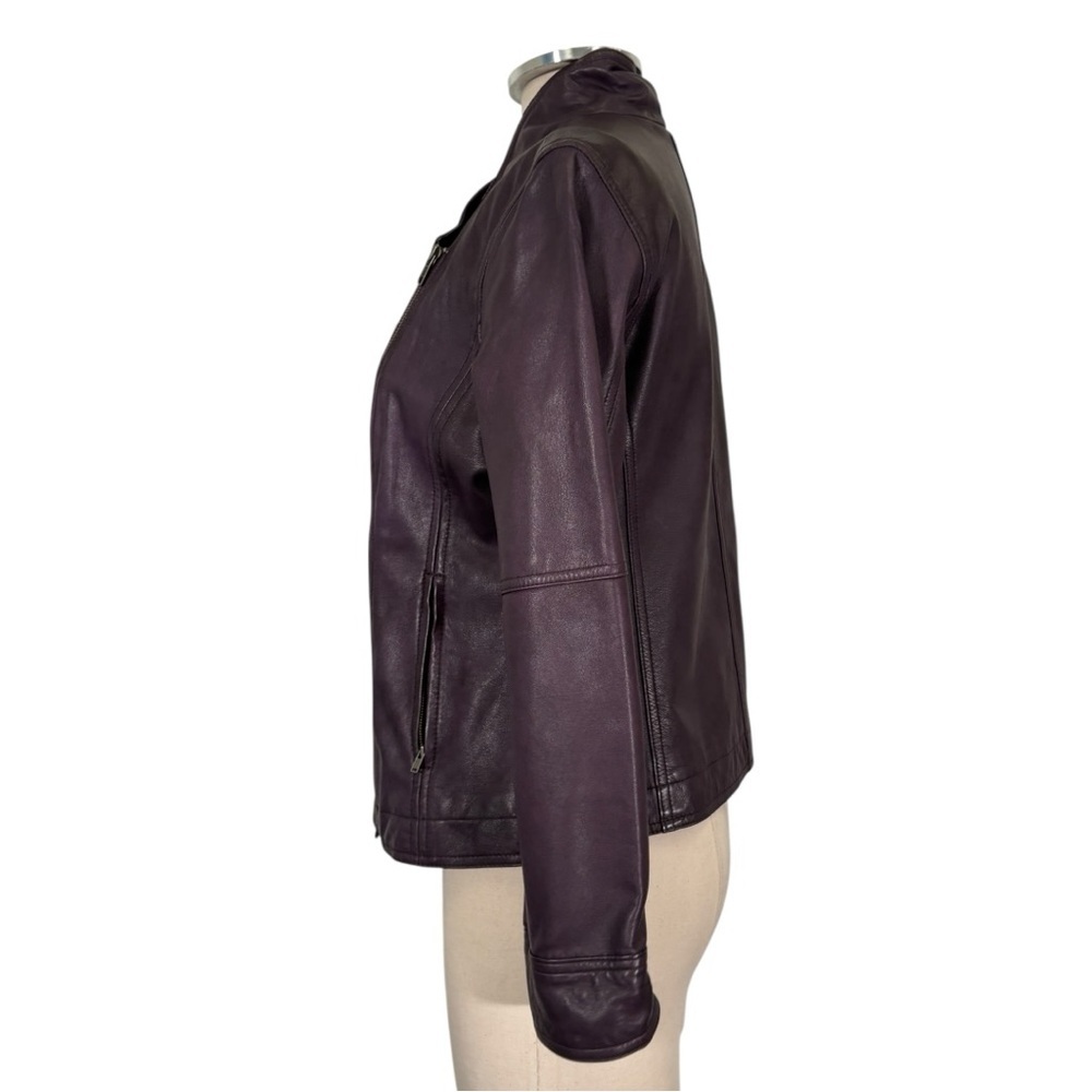 NEW J Jill Asymmetrical Moto Leather Jacket Size Small Petite - Picture 4 of 12